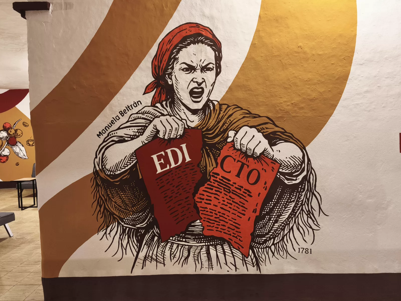 Mural de Manuela Beltrán en CHINOME HOSTAL